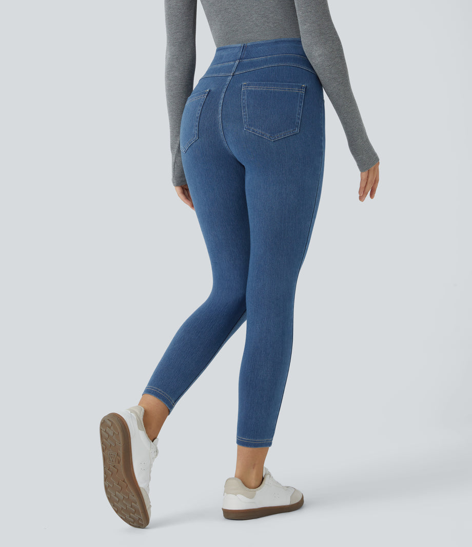 Halara Flex™ High Waisted Pocket Denim Casual Leggings - Denim Dark Blue