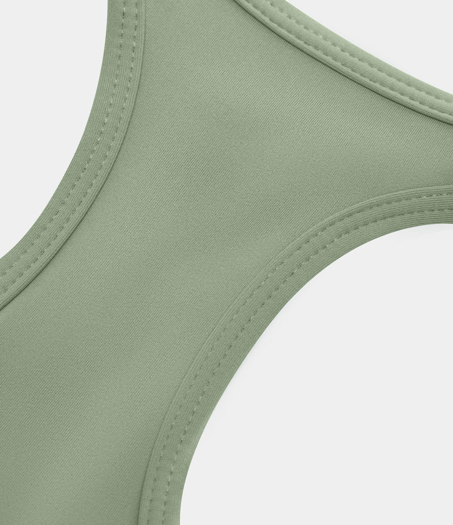SoftlyZero™ Plush U Neck Racerback Cut Out Cropped Yoga Tank Top - Asparagus