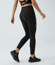 DayStretch High Waisted Crossover Contrast Mesh Decorative Buckle Yoga Leggings - Black