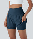 SoftlyZero™ Airy Super High Waisted 2-in-1 Cool Touch Yoga Shorts 5'' with Pockets - Majolica Blue