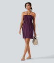 Halter Tie Back Mini Resort Dress with Pockets - Pickled Beet