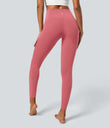 SoftlyZero™ Crossover Pocket Plain Leggings-UPF50+ - Begonia Rouge