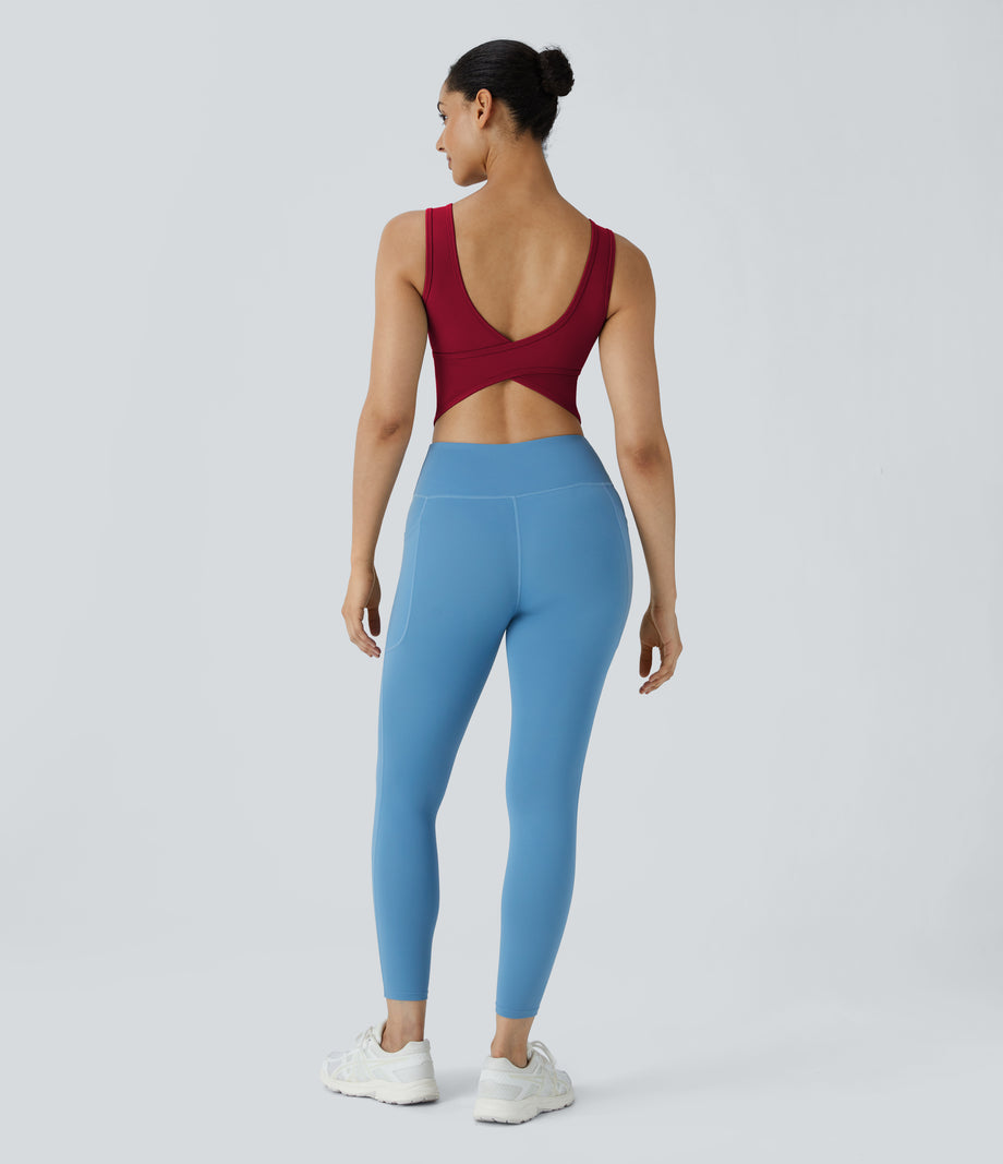 U Neck Crossover Barre Ballet Dance Tank Top A-D Cups - Scarlet Sage
