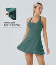 Backless Twisted Active Dress - Blue Spruce
