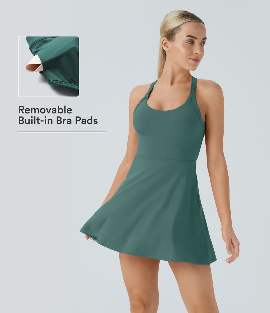 Backless Twisted Active Dress - Blue Spruce