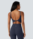 Halara UltraSculpt™ Double Straps Twisted Backless Cropped Yoga Tank Top - Mood Indigo