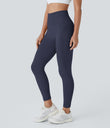 OneForm Seamless Flow High Waisted Ruched 7/8 Yoga Leggings - Peacoat