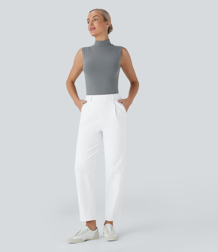 Halara Flex™ DayStretch High Waisted Pocket Ankle Length Tapered Work Pants - White