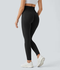 OneForm Seamless Flow High Waisted Ruched Plain Leggings - Black