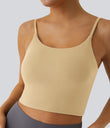 Basic Padded Workout Cropped Low Support Tank Top A-D Cups - Moonstone