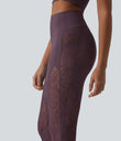 Halara UltraSculpt™ High Waisted Tummy Control Contrast Lace Yoga Flare Leggings with Pocket - Night's Purple