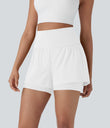 SoftlyZero™ Airy Super High Waisted 2-in-1 Cool Touch Yoga Shorts 5'' with Pockets - White