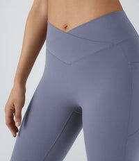 Patitoff™ 2.0 Pet Hair Resistant High Waisted Crossover Side Pocket Yoga Leggings - Smoke Purple Blue