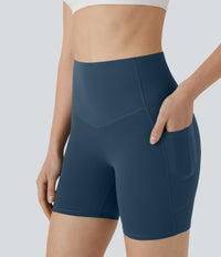 Halara UltraSculpt™ High Waisted Butt Lifting Tummy Control Pocket Shaping Training Biker Shorts 5'' - Majolica Blue