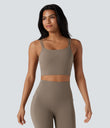Halara UltraSculpt™ Double Straps Twisted Backless Cropped Yoga Tank Top - Dawn Brown