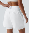 SoftlyZero™ Airy Super High Waisted 2-in-1 Cool Touch Yoga Shorts 7'' with Pockets - White