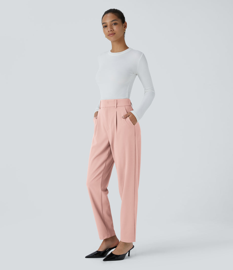 Halara Flex™ High Waisted Pocket Solid Work Tapered Pants - Peachskin
