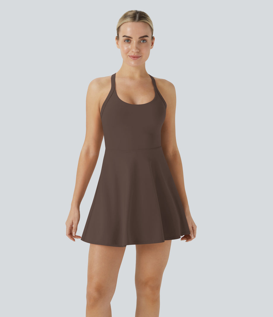 SoftlyZero™ Airy Backless Twisted Cool Touch Dance Active Dress-Easy Peezy Edition - Chocolate Martini