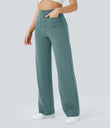 DayStretch High Waisted Pockets Straight Leg Casual Pants - Arctic