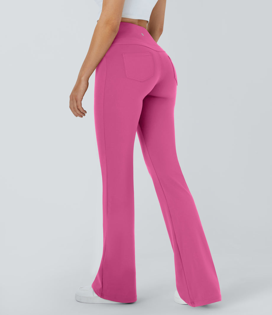 DayStretch High Waisted Pocket Flare Yoga Leggings - Raspberry Rose