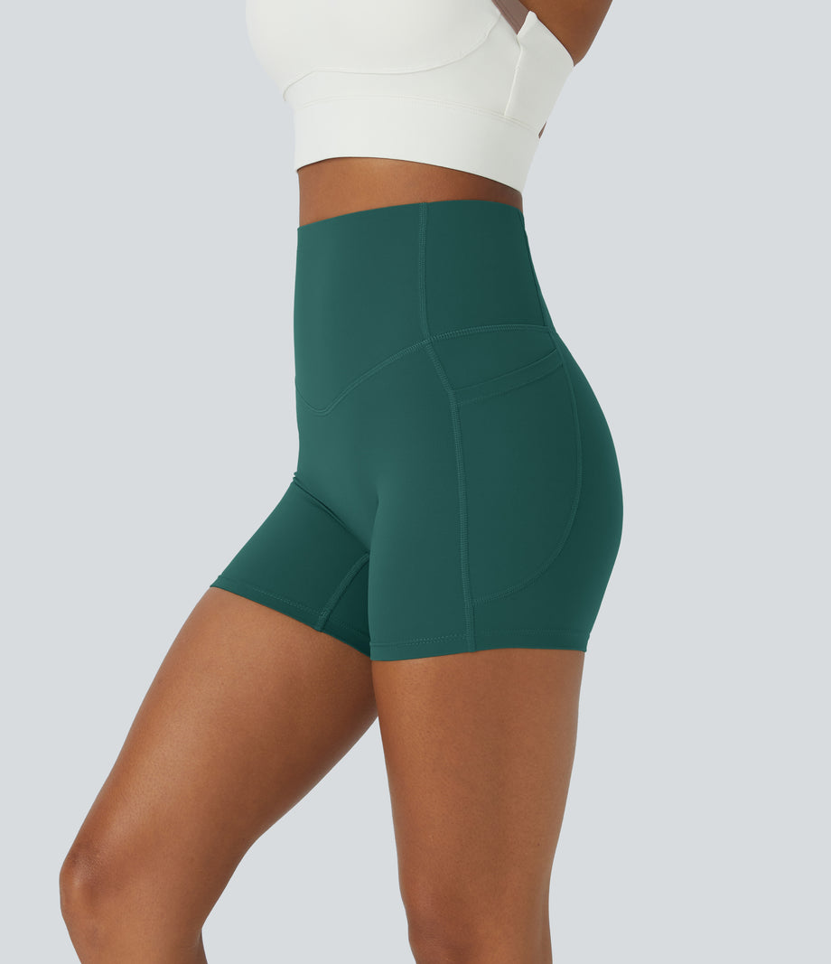 Halara UltraSculpt™ High Waisted Tummy Control Side Pocket Shaping Training Biker Shorts 5'' - June Bug