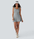 SoftlyZero™ Airy U Neck 2-in-1 Pocket Mini Cool Touch Dance Active Dress-Easy Peezy - Quarry
