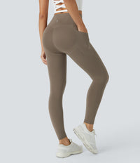 Halara UltraSculpt™ High Waisted Butt Lifting Tummy Control Pocket Shaping Workout Leggings - Dawn Brown