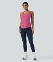 Halara UltraSculpt™ Round Neck Crisscross Back Running Tank Tops DD-F Cups - Pink Power