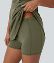 SoftlyZero™ Plush Cut Out Pocket 2-Piece Mini Yoga Active Dress - Grass Grey Green