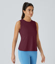 Cut Out Crossover Hem Solid Yoga Tank Top - Red Violet