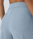 DayStretch High Waisted Pockets Straight Leg Casual Pants - Baby Blue