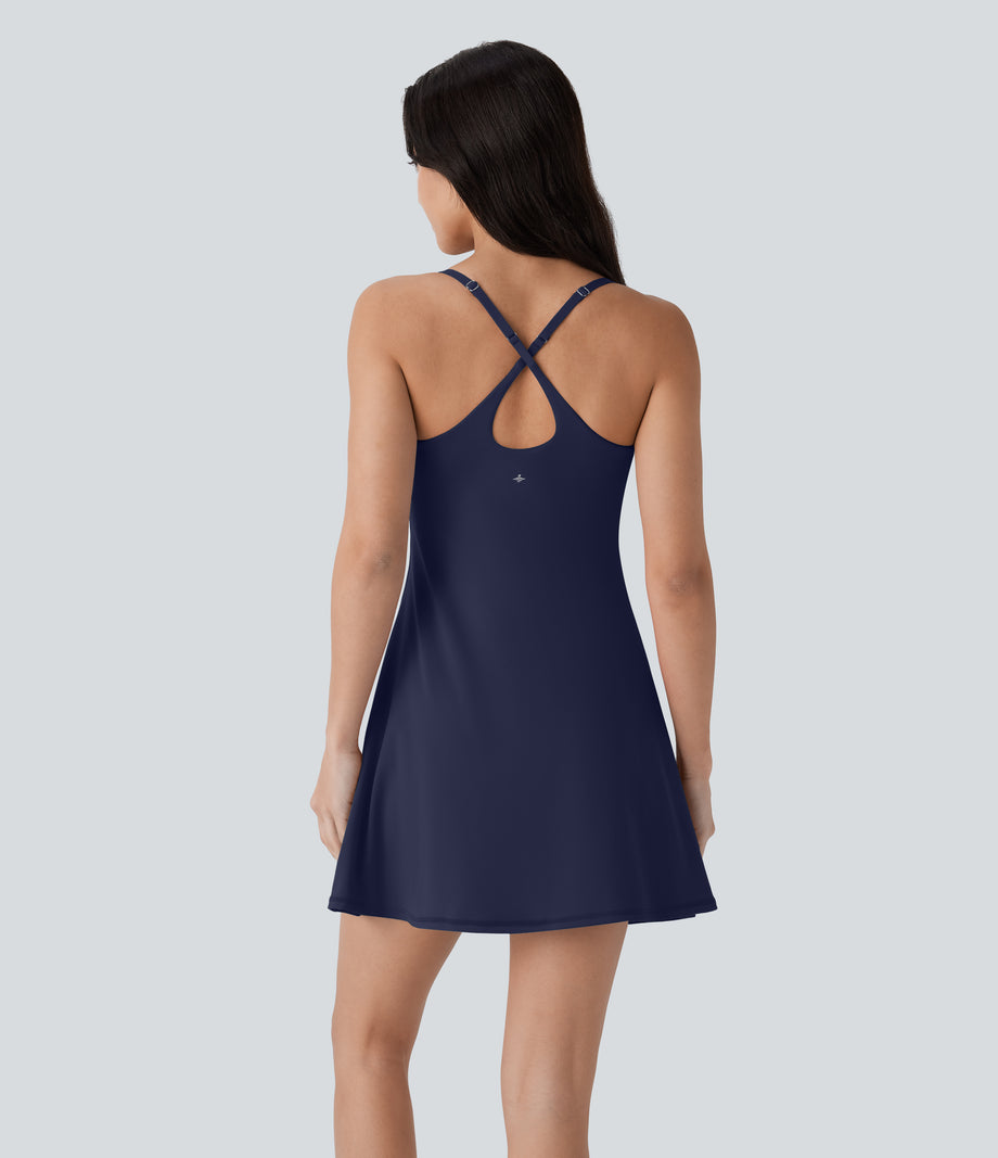SoftlyZero™ Plush Molded Cups Low Support Dance Active Dress-Easy Peezy Edition A-D Cups - Peacoat