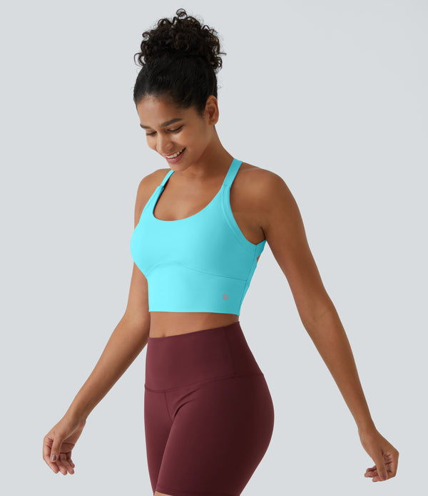 SoftlyZero™ Plush Cut Out Cropped Yoga Tank Top - Baroque Blue