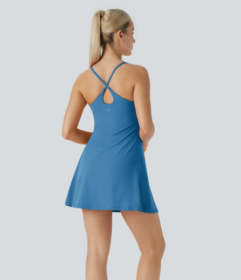 SoftlyZero™ Plush Backless Active Dress - Gloomy Blue