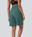 SoftlyZero™ Airy High Waisted Pockets Cool Touch Yoga Bermuda Shorts - Blue Spruce