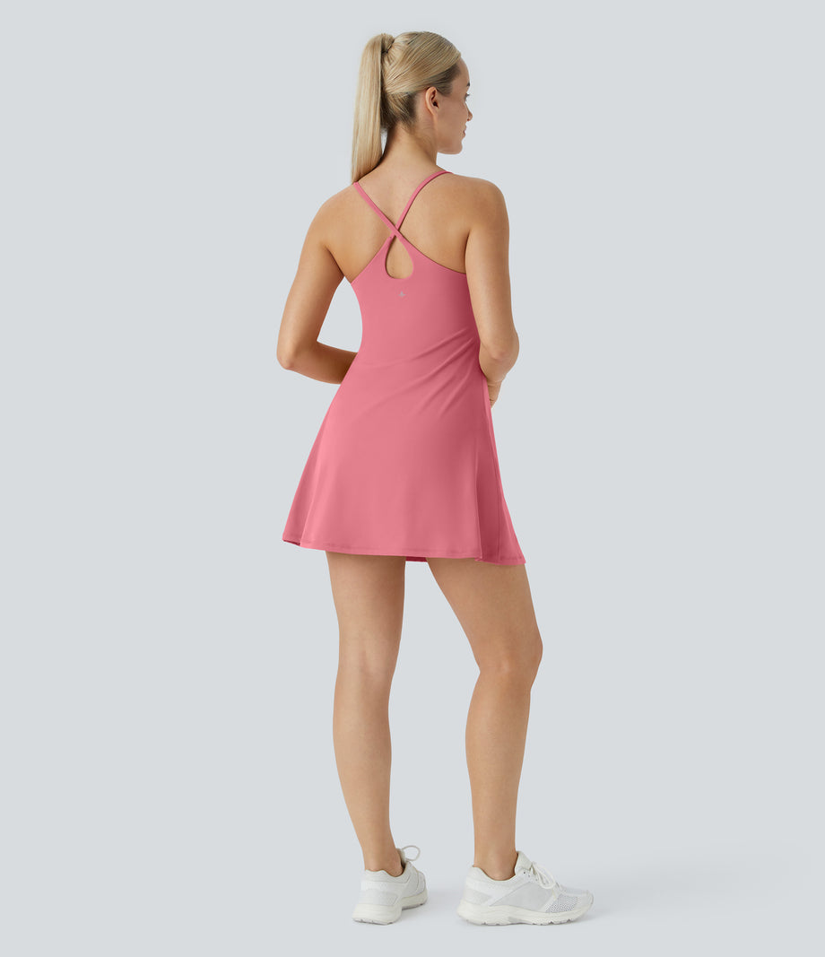 SoftlyZero™ Plush Backless Active Dress - Begonia Rouge