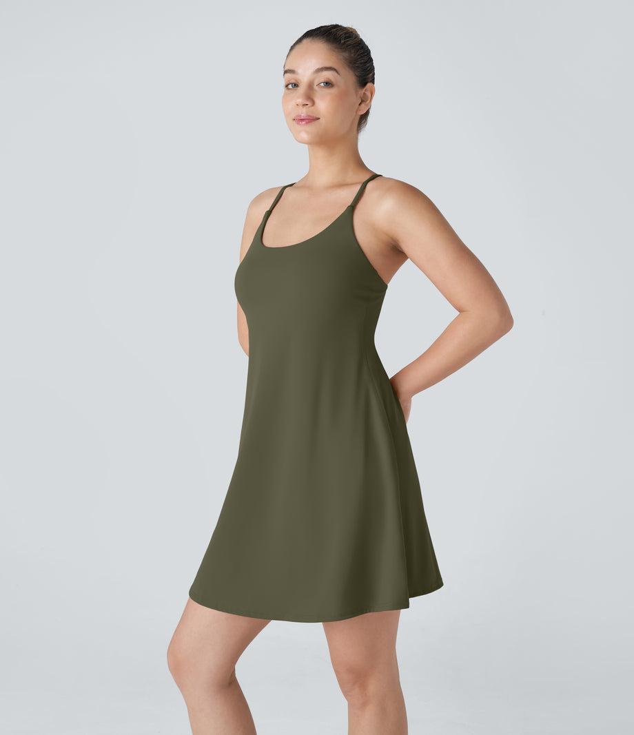 SoftlyZero™ Plush Backless Active Dress-Longer Length-Easy Peezy Edition - Grass Grey Green