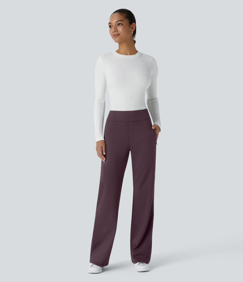 Halara Flex™ DayStretch Mid Rise Side Zipper Pocket Work Flare Pants - Dusky Evening purple
