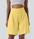 SoftlyZero™ Airy Super High Waisted 2-in-1 Cool Touch Yoga Shorts 9" with Pockets - Goldfinch