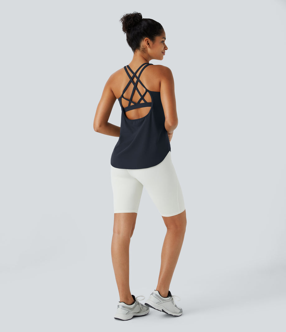 Halara UltraSculpt™ Round Neck Curved Hem Workout Tank Top - Carbon