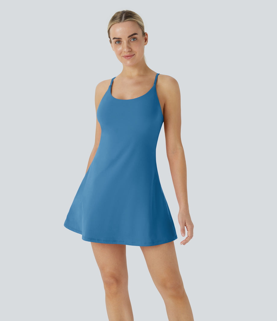 SoftlyZero™ Plush Backless Active Dress - Gloomy Blue