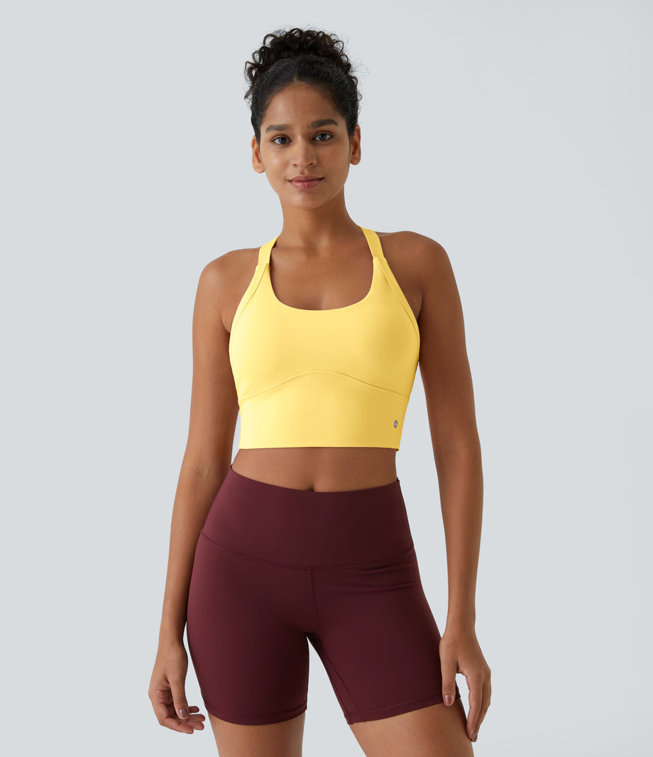SoftlyZero™ Plush Cut Out Cropped Yoga Tank Top - Crisp Yellow