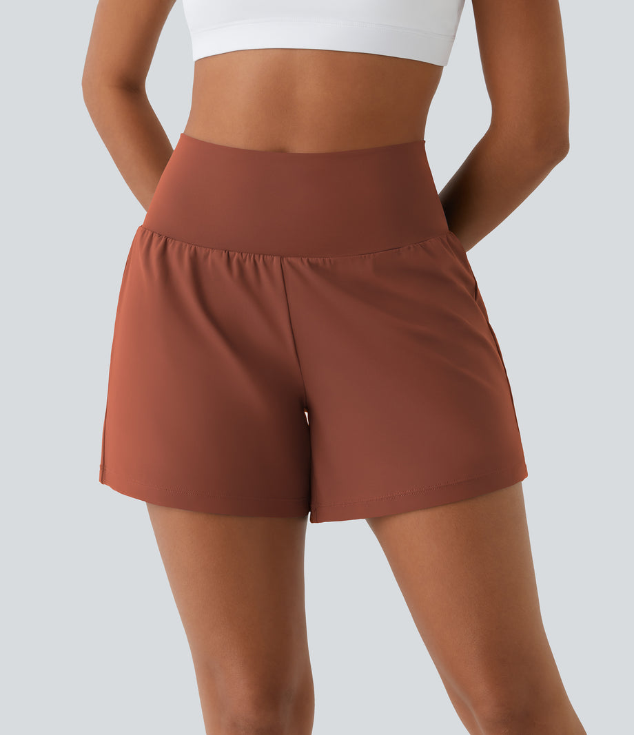 SoftlyZero™ Airy Super High Waisted 2-in-1  Cool Touch Yoga Shorts 5'' with Pockets-Longer Length - Sequoia