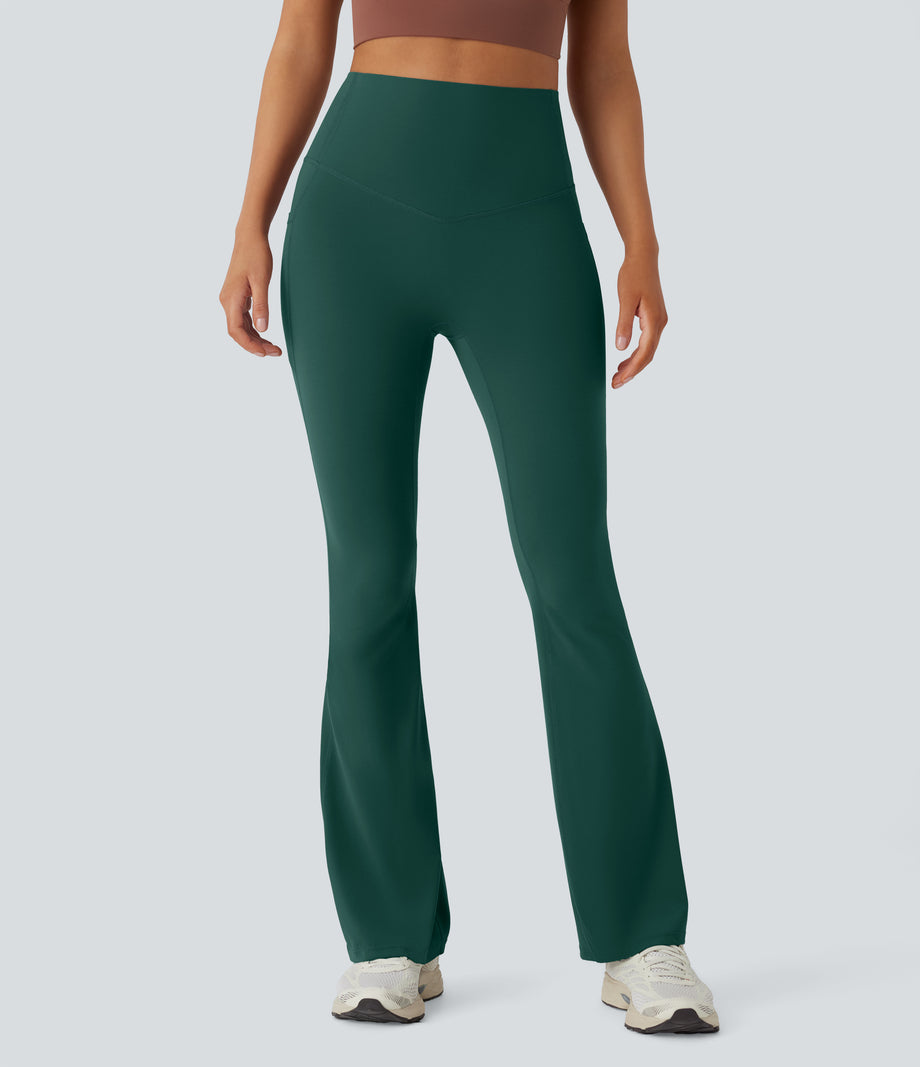 Halara UltraSculpt™ High Waisted Tummy Control Pocket Shaping Yoga Bootcut Leggings - June Bug