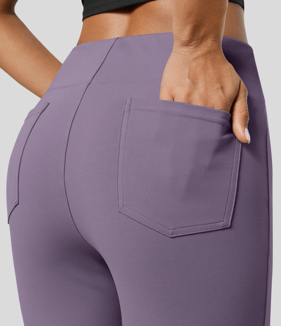 Halara Flex™ High Waisted Back Side Pocket Slight Flare Work Pants - Montana Grape
