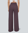 DayStretch Crossover Pocket Hem Wide Leg Yoga Pants-Smile - Dusky Evening purple