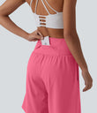 SoftlyZero™ Airy Super High Waisted 2-in-1 Cool Touch Yoga Shorts 9" with Pockets - Pink Lemonade