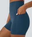 Halara UltraSculpt™ High Waisted Tummy Control Side Pocket Shaping Training Biker Shorts 5'' - Majolica Blue