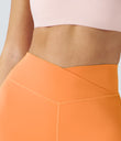 SoftlyZero™ Plush High Waisted Crossover Ruched Yoga Shorts 5'' - Sun Orange