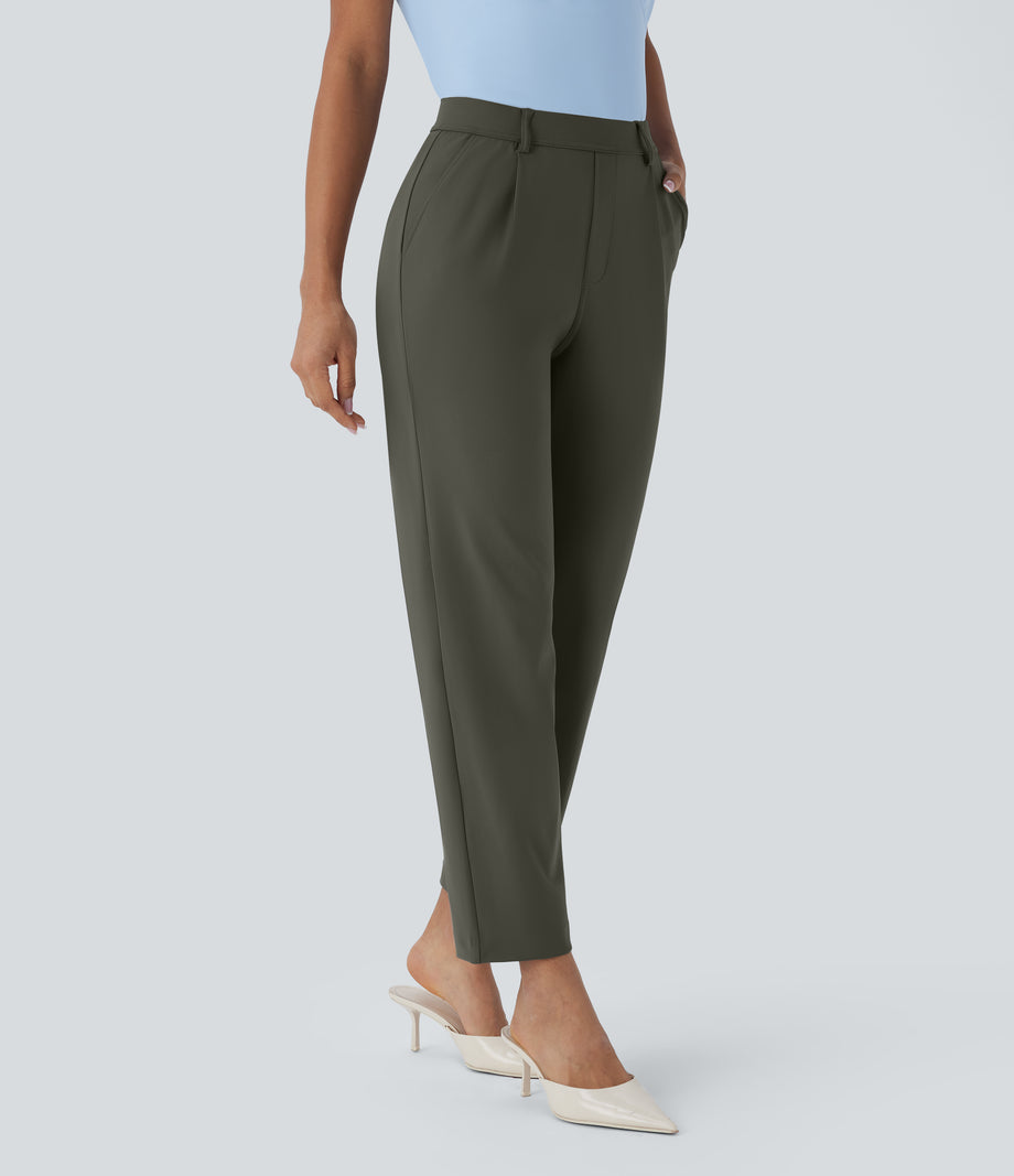Halara Flex™ DayStretch High Waisted Pocket Ankle Length Tapered Work Pants - Forest Night
